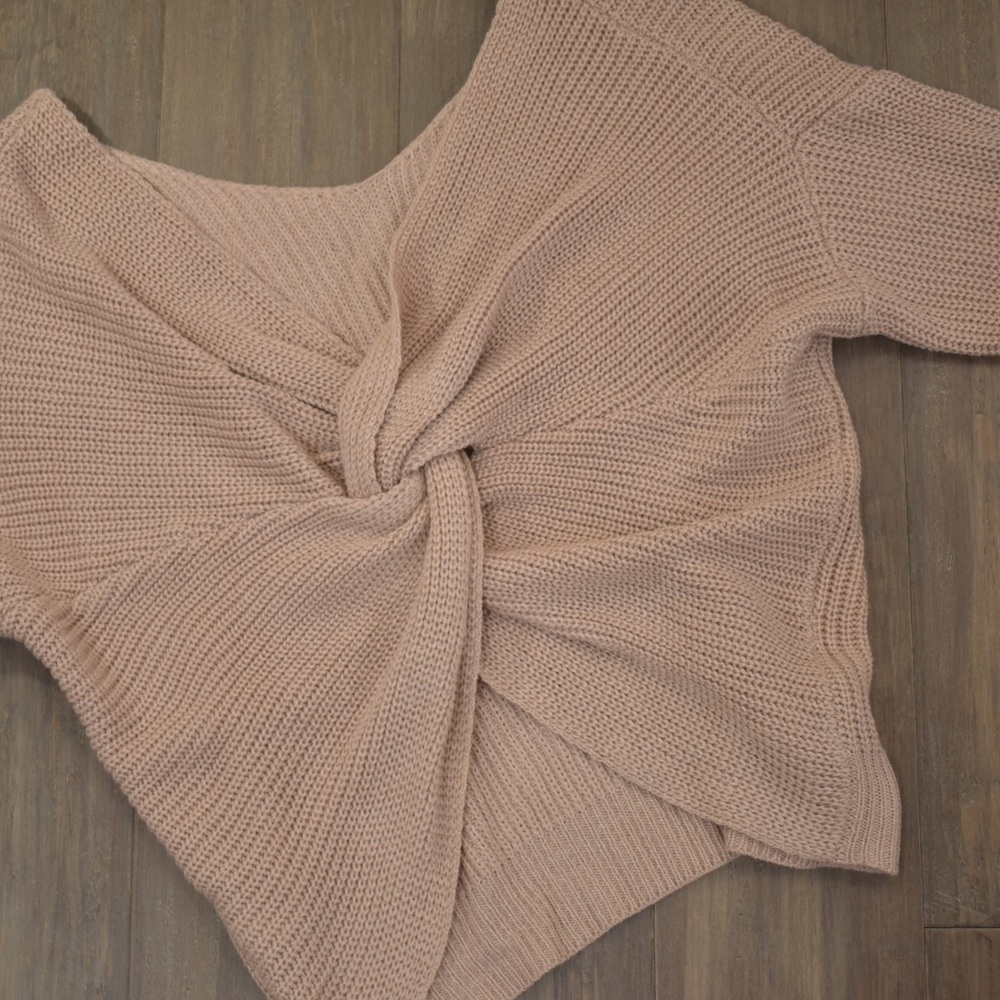 KNOT BACK SWEATER - Beige Small